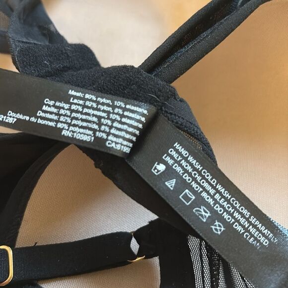 NWOT Natori Black Sheer Mesh & Lace Layered Bra in 30DD Nordstrom - Picture 4 of 4